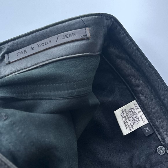 Like New! rag & bone The Dre Leather Straight Leg Boyfriend Pants Black Sz 25 - Picture 6 of 8